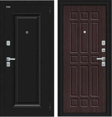 Дверь Браво Мило МФ/BChrome Букле черное/Букле черное/Wenge Melinga